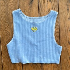 Strawberry Milk Blue Ribbed Crop Top